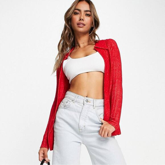 ASOS Design Collared Red Cardigan - Picture 9 of 9